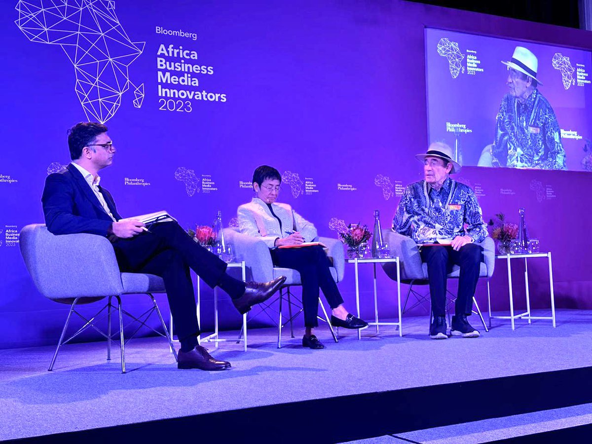 Justice Albie Sachs, @mariaressa and I spoke today at #ABMI2023 - we discussed @TheIntlFund & why supporting independent journalism that is inclusive, local and values-based is crucial for democracy. As Albie said: “Truth is not enough. We must speak compassion to power.”