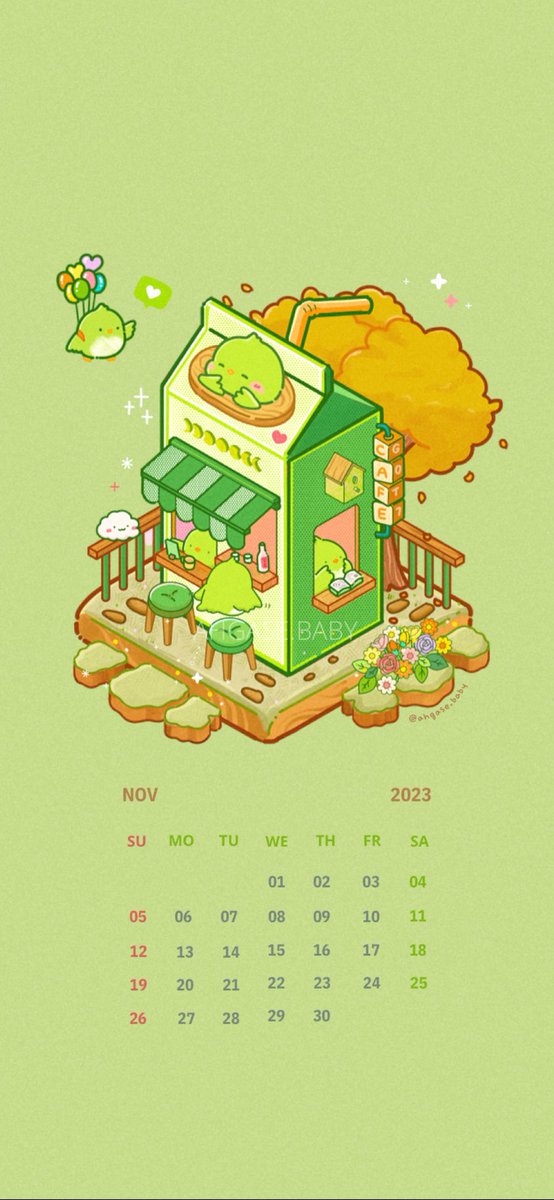 kimmypins7's tweet photo. November Calendar for Ahgase
✨ 💚💚Green ver.💚💚✨ 
💛💚💛💚💛💚💛💚💛💚💛
Leaves are turning yellow in Seoul now
I hope this Ahgase GOT7 cafe artwork brings you a smile 🙂
💛💚💛💚💛💚💛💚💛💚💛 @GOT7 #got7 #갓세븐 #아가새 #제이비 #잭슨 #마크 #진영 #영재 뱀뱀 #유겸 https://t.co/vPfIPnpqB0