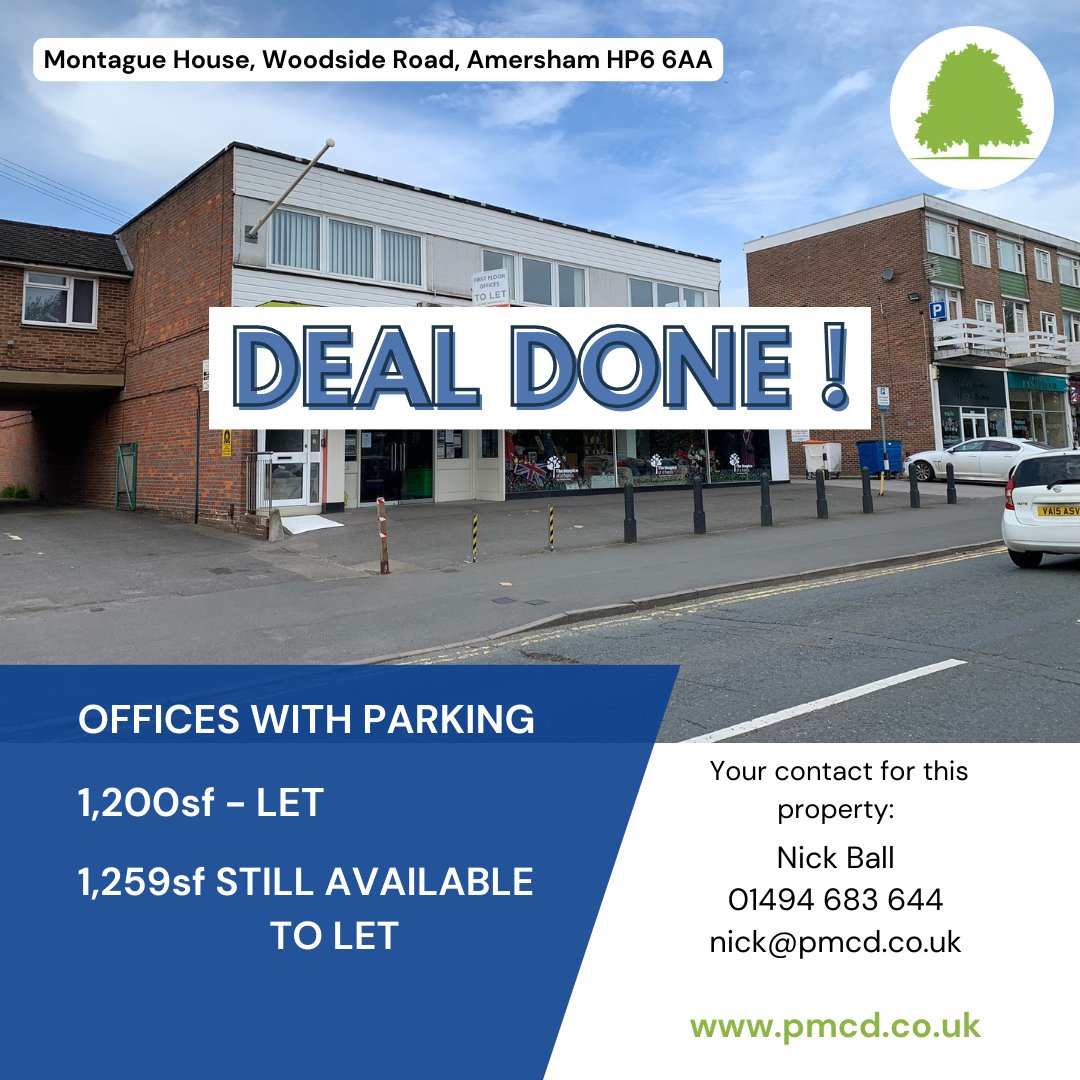 #dealdone Refurbished offices in #AMERSHAM - NOW LET. 1,259sf still available in same building. If you are looking for commercial premises, please visit pmcd.co.uk