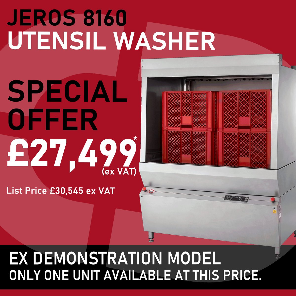 UkJeros's tweet photo. SAVE £££ on a JEROS Utensil Washers! We have two ex demo units available which comes with 6months parts &amp; labour warranty. With their unique wash frame system that enables efficient washing from all four sides, it’s a great opportunity to make a great saving. Contact us for info. https://t.co/H9RRYh9atm