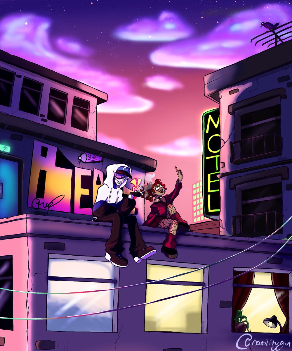 Natilitygin's tweet photo. I haven't posted on here in a loooong time

#buildings #sunset #clouds #paintedclouds #digitalart #digitalillustration #digitalpainting #characterillustration #oc #originalcharacter #ciggarette #smoke #apartment #motel #neonsign #graffiti #composition #practice #bird #rooftop https://t.co/HnEdKr0W48