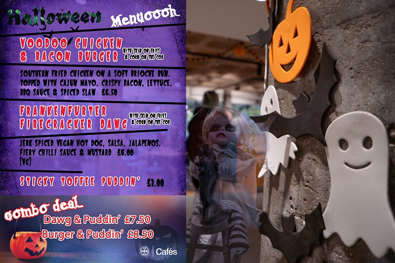 Happy Halloween 🎃 
Themed menus and specials available at selected cafes today.
<a href="/TheDickVet/">The Royal (Dick) School of Veterinary Studies</a> <a href="/eca_edinburgh/">Edinburgh College of Art</a>