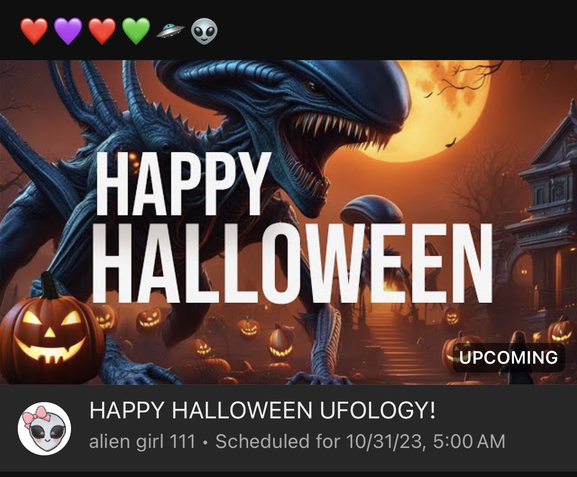 goodmorningufo's tweet photo. HAPPY HALLOWEEN #ufotwitter #ufox !
Live show starts soon!
https://t.co/UjDeilG0p3 https://t.co/UA9Wk0n4Ic