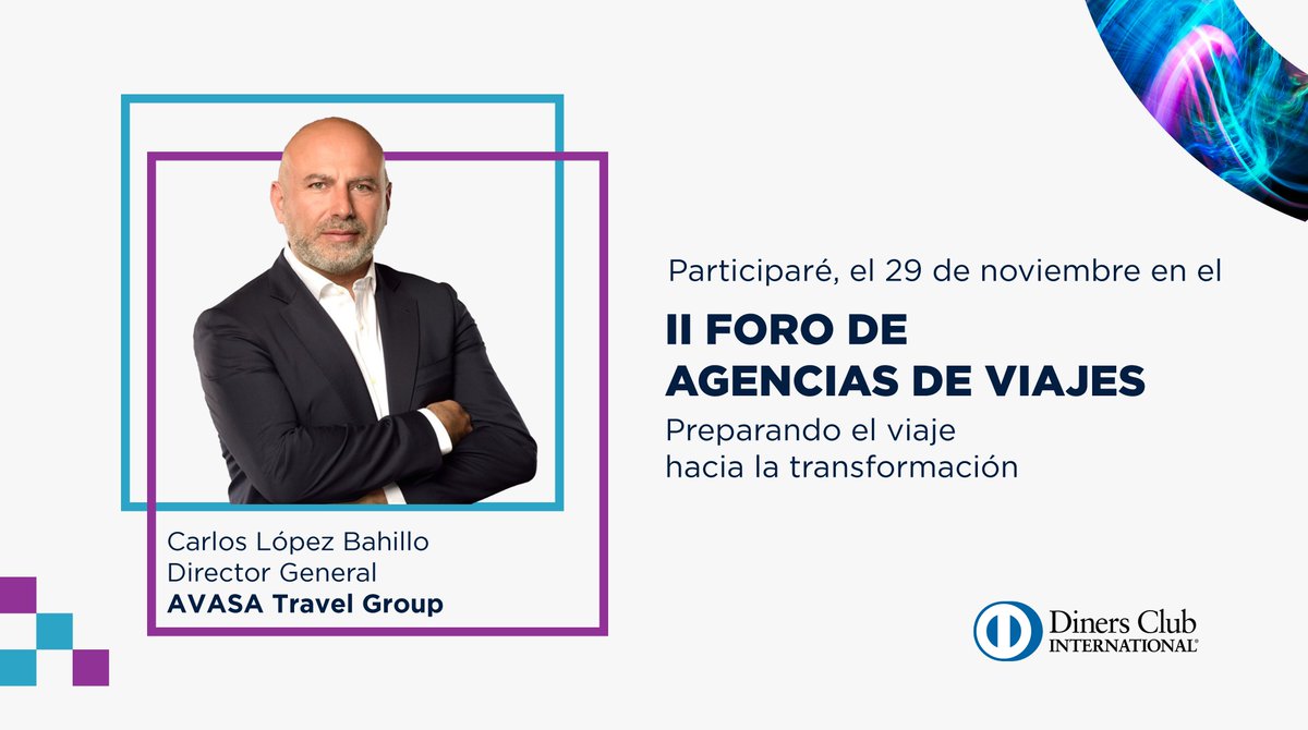 ¡La cuenta atrás ha comenzado! Queda poco para el II Foro de Agencia de Viajes, organizado por Diners Club Spain. <a href="/clopezbahillo/">Carlos López Bahillo</a>, director general de AVASA TRAVEL GROUP no faltará a la cita. ¿Y tú? Si eres un #profesional vinculado a las #AgenciasDeViajes, ¡te esperamos!