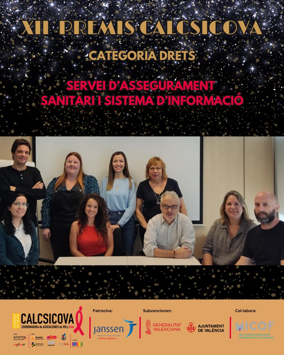 calcsicova's tweet photo. En la Categoria #Drets dels #XIIPremisCALCSICOVA🏆 rep un guardó el Servei d'Assegurament Sanitari i Sistema d'Informació de la @GVAsanitat. 

🗓3 de novembre ⏰16:00 H📍@micofvlc 

Més info 📲https://t.co/pJcu5t8bxv https://t.co/SucTGsV26i