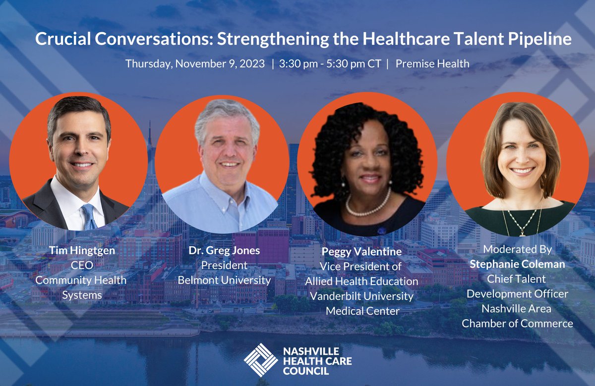 fe3's tweet photo. We're speaking at @NashHCC's Crucial Conversations: Strengthening the Healthcare Talent Pipeline event. Register today and hear our discussion on talent development and initiatives to empower the current workforce and prepare the next generation. https://t.co/yY7NLP6Uz3 https://t.co/ELyyzWfVVW