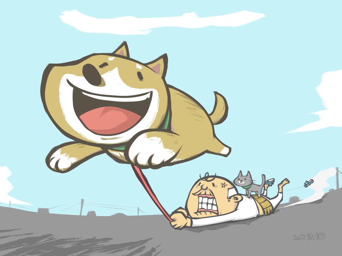 「#このタグを見た人は黙って犬を貼る 」|タロウ@一日一絵のイラスト