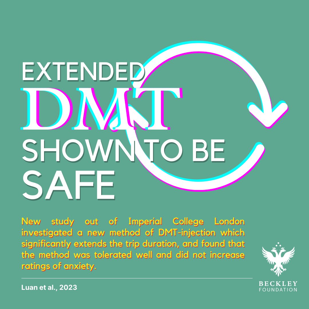 Extending the DMT journey has been shown to be safe and well-tolerated in a new study from Imperial College London, which tested a novel method of administration. Luan et al., 2023 - Psychological and physiological effects of extended DMT (PREPRINT)