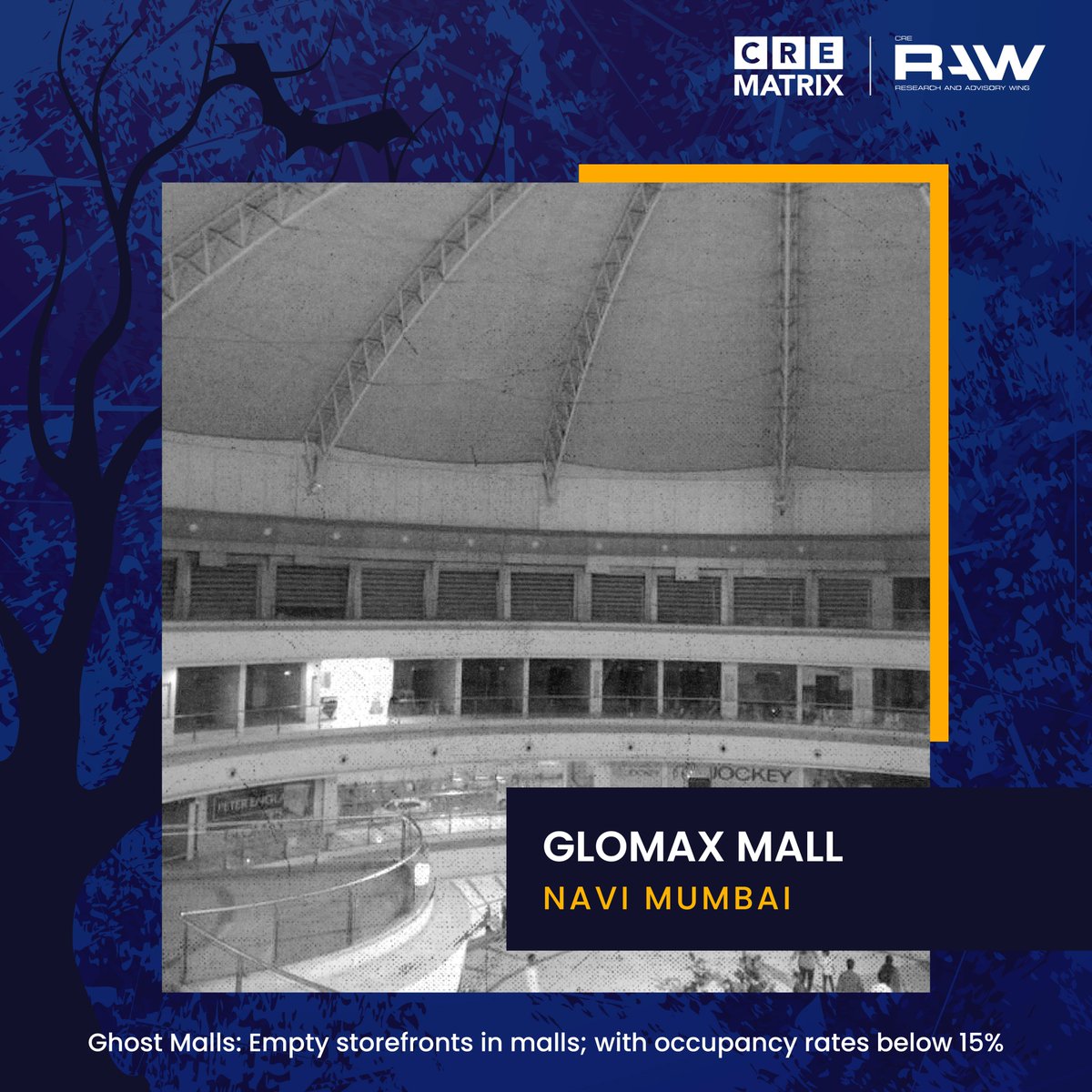 This Halloween, we're visiting remarkable real estate 'Ghost Malls' – the ones that once attracted top brands but lost their appeal over time.
.
.
.
.
.
.

#RealEstate #GhostMalls #Halloween #CREMatrix  #MomentsMall #GlomaxMall  #RealEstateData #Retail #IndianRealEstate #Brands