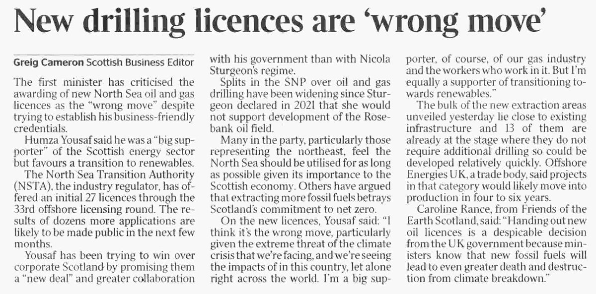 'course he does! As Yousless clings to power, he needs @scottishgreens even more! 🤣 'New oil licences are ‘wrong move’, says @HumzaYousaf' '@ScotGovFM says he is a big supporter of the energy industry but favours transition to renewables' 🇬🇧 thetimes.co.uk/article/new-oi…