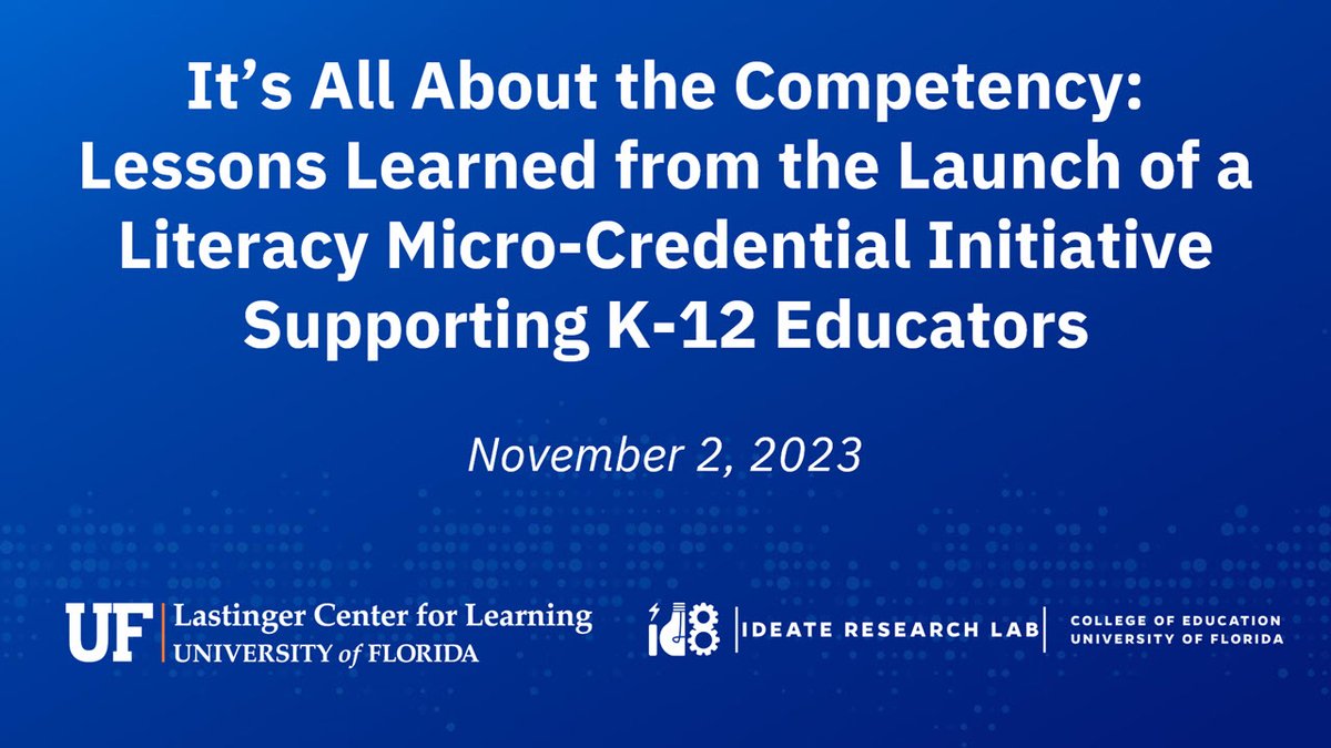 ideatelab's tweet photo. .@robmoore3's session with @LastingerCenter about competency-based microcredentials @UPCEA's Convergence conference #credovation starts at 10:30am today in Federal A. Join us! @UF_COE https://t.co/DVuIubUiqe