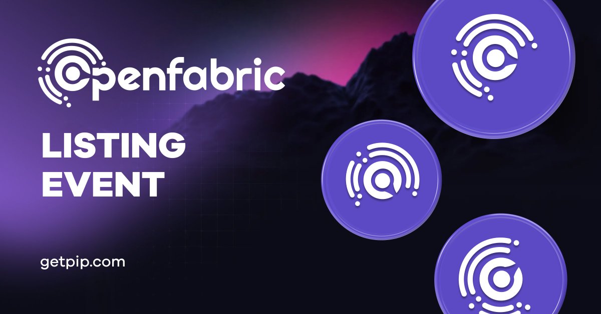 Listing event with <a href="/openfabricai/">Openfabric AI</a> 

We're giving away $250 $OFN to 5 lucky winners 💸

✅ How to Enter
1⃣ Follow <a href="/getpipcom/">pip💧</a> &amp; <a href="/openfabricai/">Openfabric AI</a> 
2⃣Like, RT, and Tag 3 friends
3⃣ Comment your ( user@openfabric ) tag

⌛️ Oct 31 - Nov 3