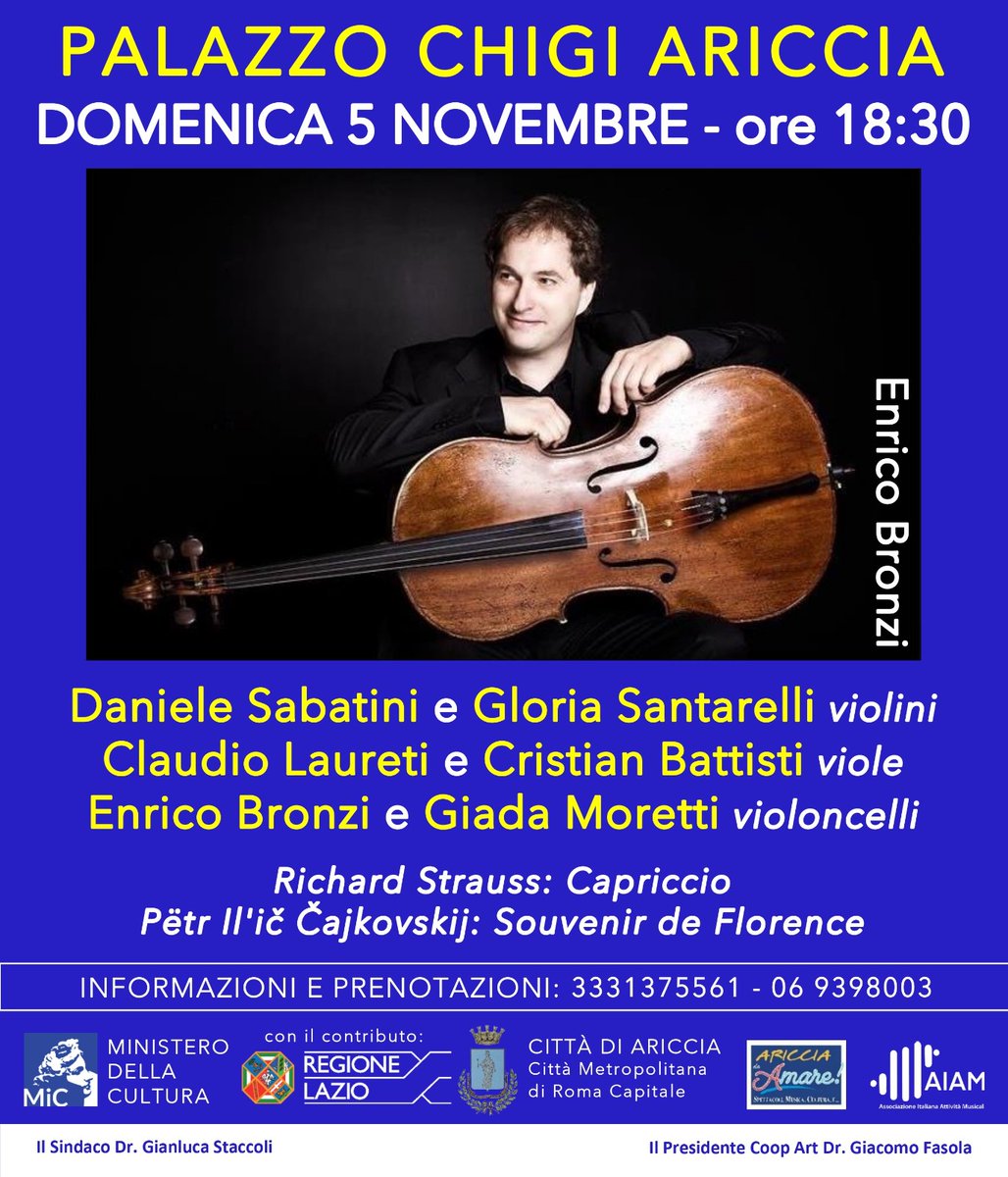 GGGG: un Grande musicista, Enrico Bronzi, insieme a 5 Giovani di Grande talento, Daniele Sabatini, Gloria Santarelli, Claudio Laureti, Cristian Battisti e Giada Moretti, insieme per un concerto di Grande bellezza musicale...non mancate 😉
*
#palazzochigiariccia