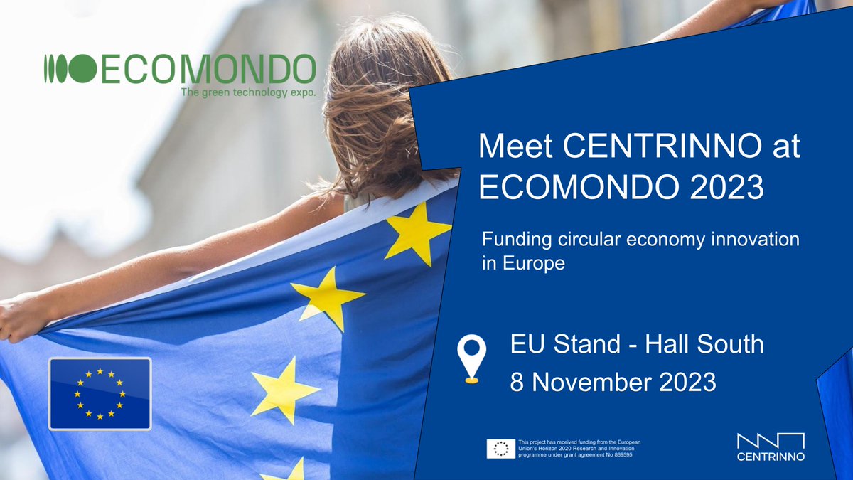 📢 Come and meet us at Ecomondo 2023!
🇪🇺 Ecomondo is a reference international event for #technologies, #industrial solutions in the #green and #circulareconomy sectors.
🗓 8 November
📍 Rimini
🔗 More info: centrinno.eu/event/centrinn…
#CENTRINNOeu #H2020 #Ecomondo2023 #IEGexpo
