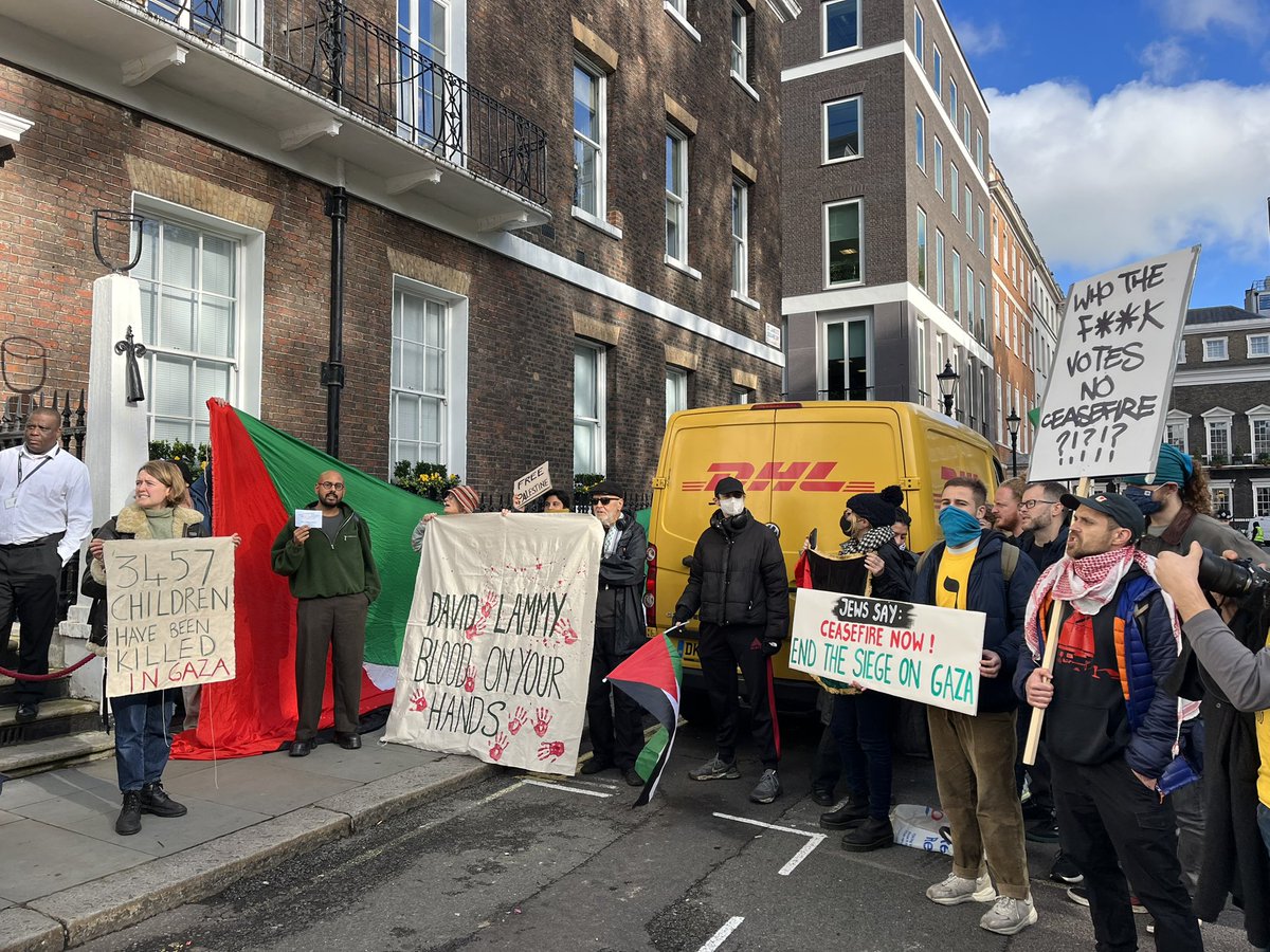 NEW: Activists are protesting outside Chatham House, where Keir Starmer is due to deliver a speech in which he’s expected to refuse (again) to back a permanent ceasefire in Gaza.