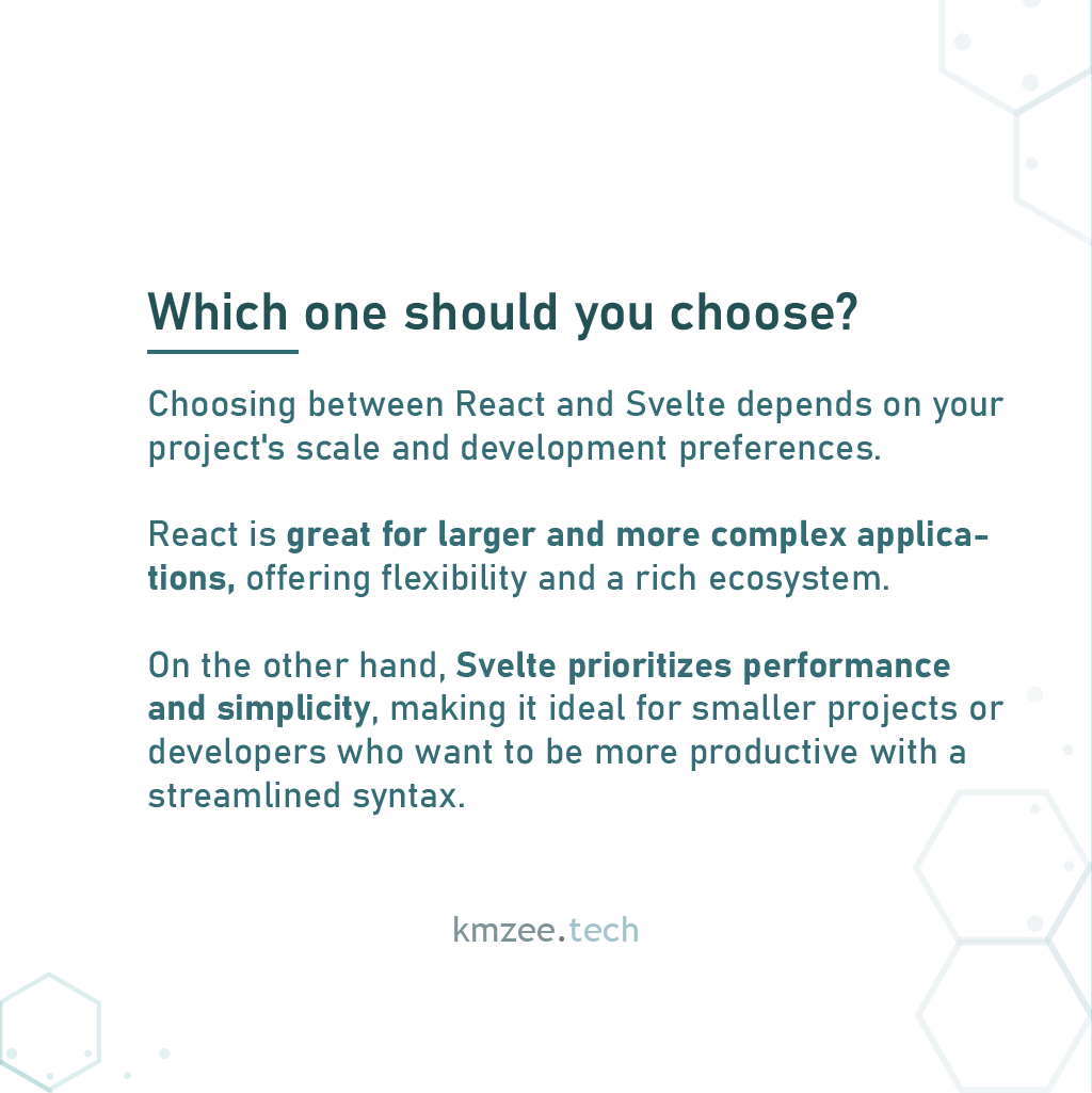 kmzee_tech's tweet photo. 🔥 React or Svelte? Let's dive into the world of front-end magic and explore the pros and cons of these two amazing frameworks! 💻🚀 

Visit: https://t.co/kZbfn0q11G

#ReactVsSvelte #FrontEndDebate #CodeWars #ReactJS #SvelteJS #CodingClash #kmzee #kmzeeholding #kmzeetech https://t.co/m1GUcfZmKd
