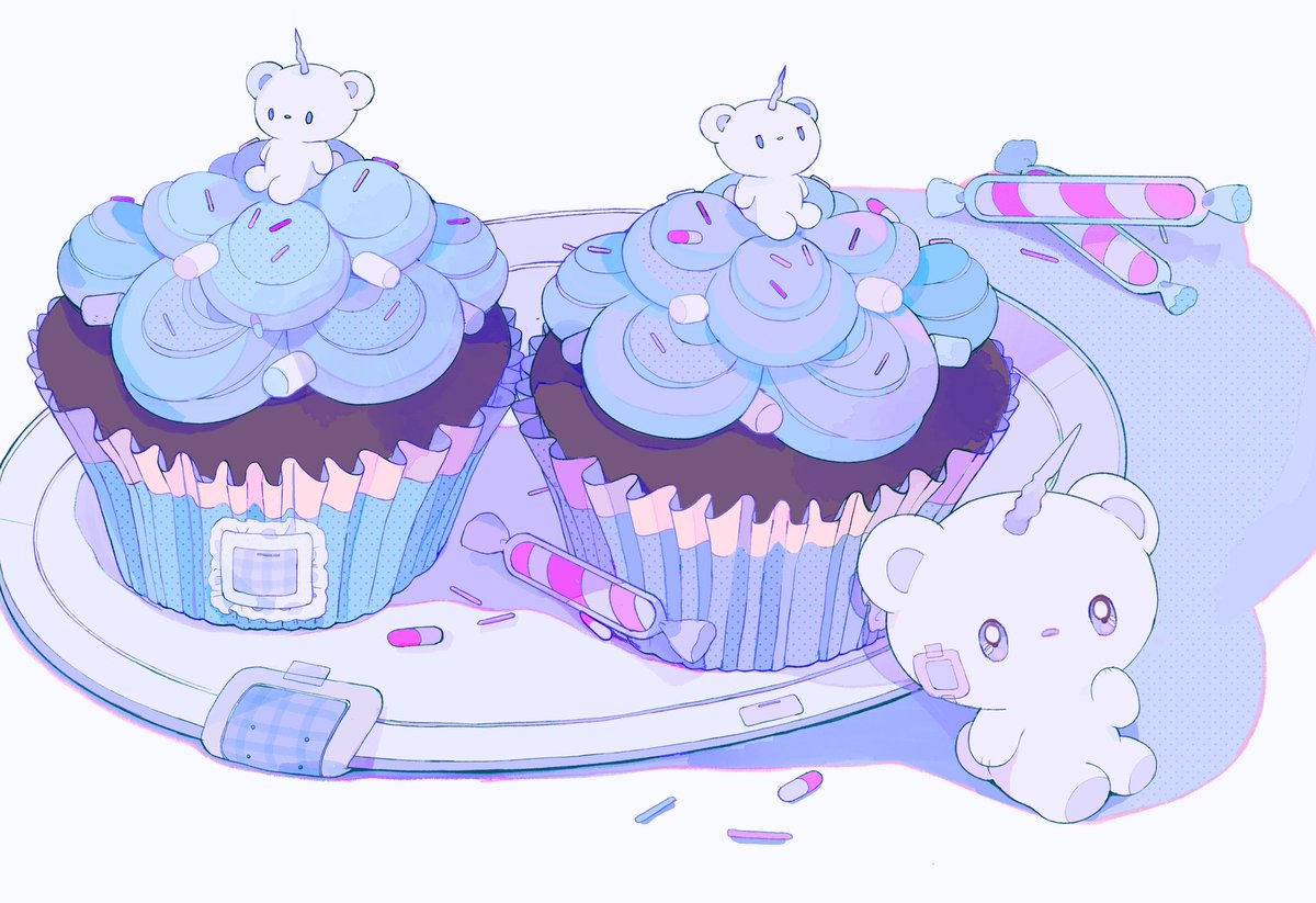 「blue cupcakes 」|ペパーミントのイラスト