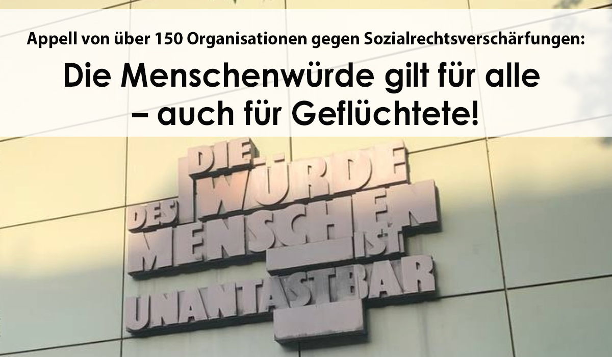 Die einen gegen die anderen ausspielen, das ist auch in der Asylrechtsdebatte die Methode der Herrschenden. Mit 153 anderen Organisationen stellen wir uns gegen das AsylbLG, gegen Verschärfungsdebatten und Sachleistungen. Es gibt nur eine Menschenwürde! 
vdj.de/beitrage-aktue…