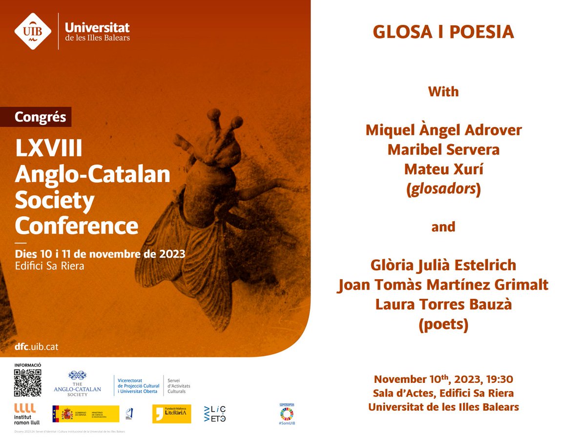 Margalida Pons (@liupons) on Twitter photo Al congrés de l'<a href="/AngloCatSoc/">The Anglo-Catalan Society</a>, tendrem un horabaixa de GLOSA I POESIA, a càrrec dels glosadors <a href="/locampaner/">Miquel Àngel Adrover</a>, <a href="/maribelservera/">maribel servera</a> i <a href="/MateuXuri/">Mateu Xurí</a> i dels poetes Glòria Julià Estelrich, <a href="/joantomas_mg/">Joan Tomàs Martínez Grimalt</a> i Laura Torres Bauzà. Obert a tothom! Al congrés de l'<a href="/AngloCatSoc/">The Anglo-Catalan Society</a>, tendrem un horabaixa de GLOSA I POESIA, a càrrec dels glosadors <a href="/locampaner/">Miquel Àngel Adrover</a>, <a href="/maribelservera/">maribel servera</a> i <a href="/MateuXuri/">Mateu Xurí</a> i dels poetes Glòria Julià Estelrich, <a href="/joantomas_mg/">Joan Tomàs Martínez Grimalt</a> i Laura Torres Bauzà. Obert a tothom!