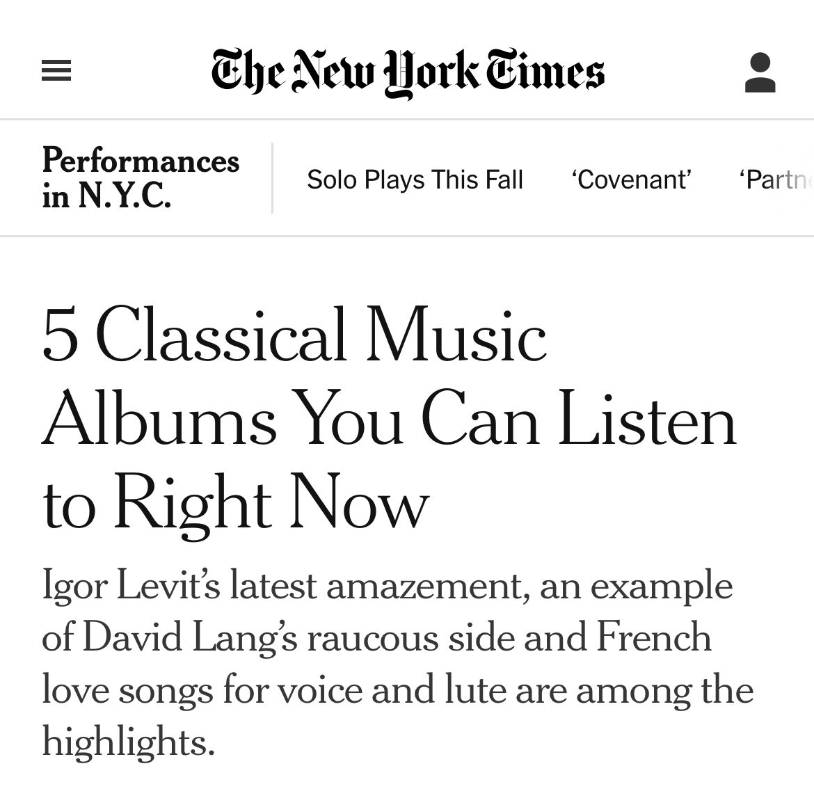 5 Classical Music Albums You Can Listen to Right Now - The New York Times