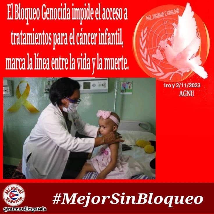 No basta con decir '#MejorSinBloqueo'. Hay que llamarlo por su nombre: #BloqueoGenocida: no cree ni siquiera en pacientes con cáncer o sin oxígeno. El mundo lo condenará de nuevo. Y será aplastante. ¡#Cuba sí, yanquis no!