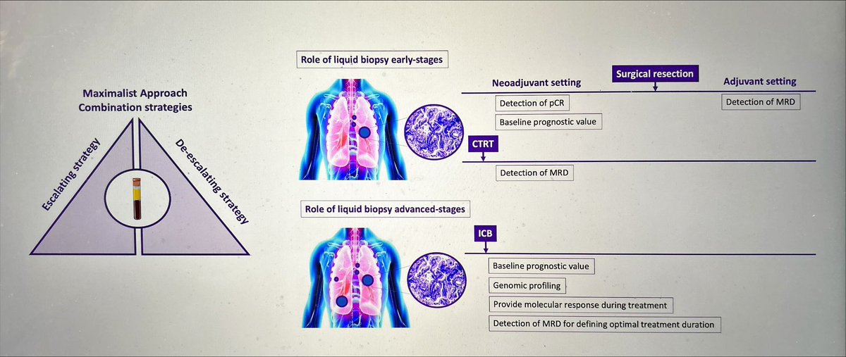 In NSCLC🫁 we use maximalist strategies with immunotherapy 🦠despite no correlation btw dose and response and btw treatment duration and outcome. Liquid biopsy🩸may help to de-escalate treatment with immunotherapy, but not SoC @BenjaminBesseMD @dplanchard authors.elsevier.com/a/1i0HP3QE--VK…