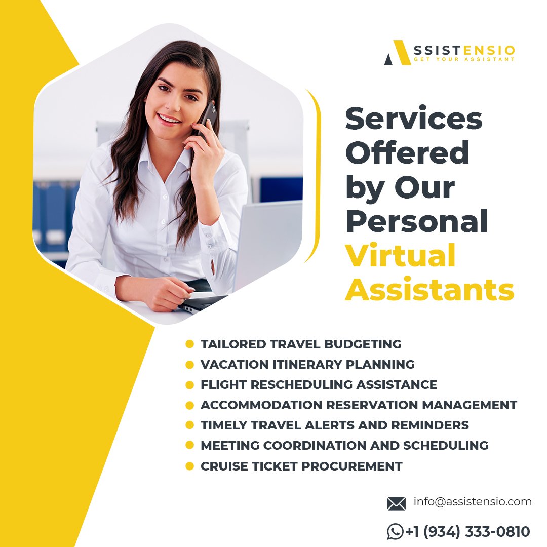 Looking for assistance in crafting your upcoming getaway? Our dedicated virtual concierges are at your service!
Allow us to alleviate the burden of vacation planning, unveiling boundless opportunities while optimizing your productivity.
#virtualassistant #virtualassistantservices