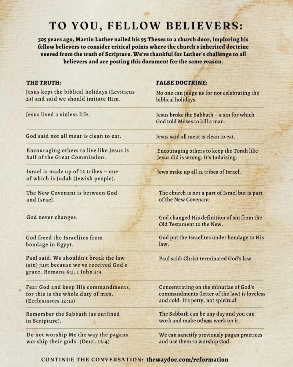 PensivePoet97's tweet photo. True reformation will occur when Yeshua comes back on the earth to rule and reign, instituting Bible things in Bible ways #ReformationDay https://t.co/29TvXOnNmS