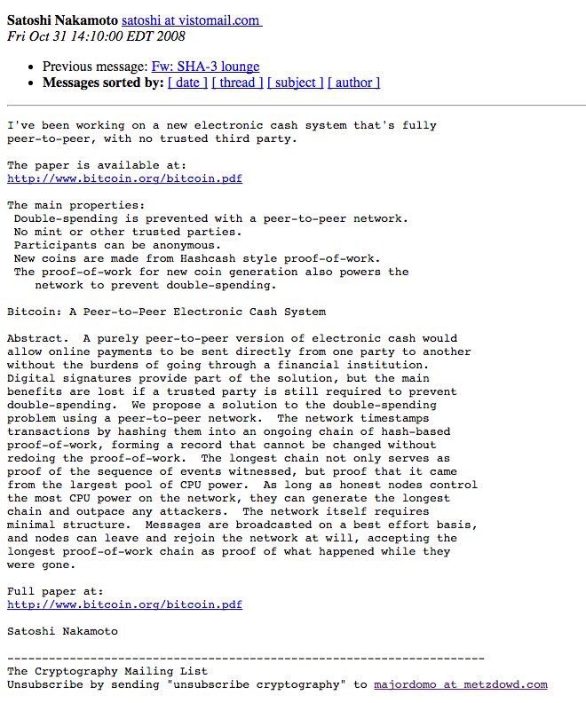 mmtalk_edu's tweet photo. Сатоши Накамото 2008 оны энэ өдөр биткойны $BTC whitepaper-ыг анх танилцуулж байжээ.

#MMtalk #BTC #SatoshiNakamoto https://t.co/0jSXsGCuv2