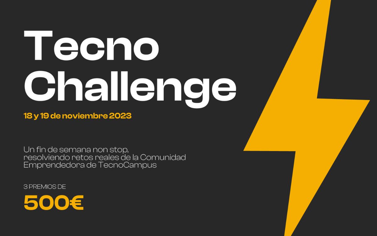 HUB4TecnoCampus's tweet image. 🤓 ¿Estudias un #Máster Oficial de @TecnoCampus? 👇

Participa en #TECNOCHALLENGE⚡ Un fin de semana #nonstop, resolviendo retos reales de la Comunidad #Emprendedora de #TecnoCampus

🏆 3 premios de 500 €

📆 Del 18 al 19/11

Inscripciones hasta el 8/11📲
bit.ly/3tZ2KoR
