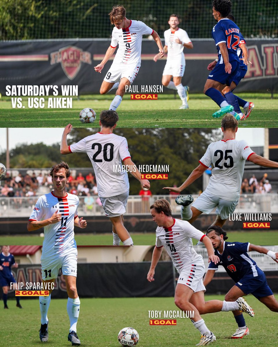 Flagler Men’s Soccer (@flaglermsoc) on Twitter photo Still not done talking about Saturday’s win🤩
Saints beat USC Aiken 6️⃣-1️⃣ thanks to goals from these 5👏🔥
#GoSaints x <a href="/FlaglerSports/">Flagler Athletics</a> Still not done talking about Saturday’s win🤩
Saints beat USC Aiken 6️⃣-1️⃣ thanks to goals from these 5👏🔥
#GoSaints x <a href="/FlaglerSports/">Flagler Athletics</a>