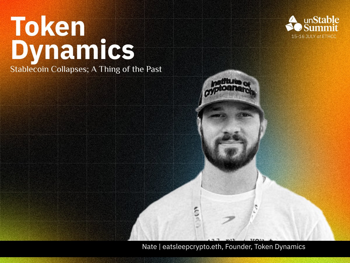 stable_summit's tweet photo. Join Token Dynamics for a dedicated workshop at #unstSummit

Feat: Nate | eatsleepcrypto.eth (@OfficialESC), Founder @tokendynamics

Dive into common design mistakes that led to stablecoin collapses &amp; ways to mitigate them.

Let's get secure. Link in bio. https://t.co/elWGHAj5Sa