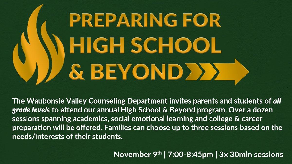 WVCounselors's tweet image. The full schedule and session descriptions for next week&apos;s High School &amp;amp; Beyond program is now available. We hope to see you at this comprehensive event for Warriors of all grade levels. #FutureReady204