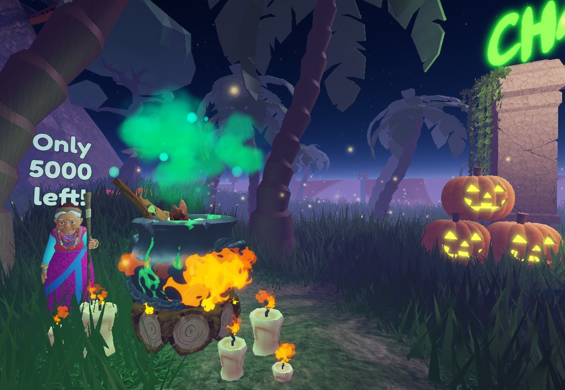 Our #Halloween #FreeLimitedUCG event is ALIVE! 

HIRA’S HAUNTED POTION 
🧙‍♀️ Find Hira to start your quest
🔎 Find all the ingredients for her haunted potion
 🎁 First 5,000 earn CURSED BORO MASK!
⭐ NEW CODE = "HALLOWEENISHERE"
👉 More on our Discord!

roblox.com/games/11095921…