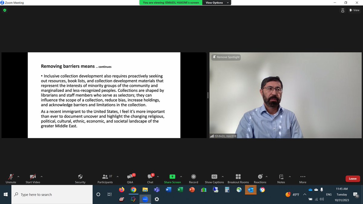 #MELALibs2023 Ismaeil Hakimi continues on removing barriers to inclusive CollDev