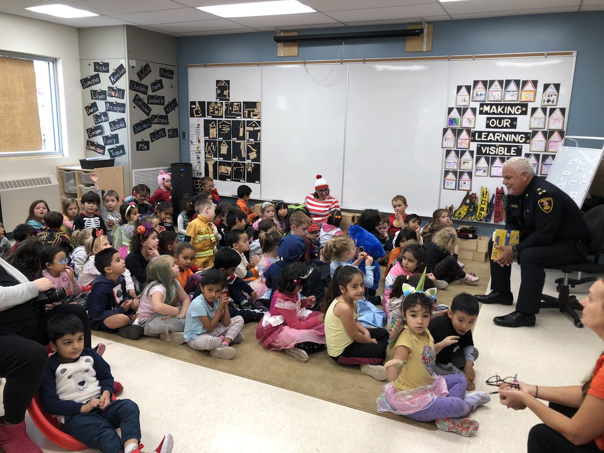 Deputy Chief Crowley, a <a href="/GlenwoodGriffin/">Glenwood Griffins</a> graduate, is at the scene!  He is loving reading and answering questions from over 75 young inquisitive minds during our Read-a-thon. He said he loves to help people. #caring #principled