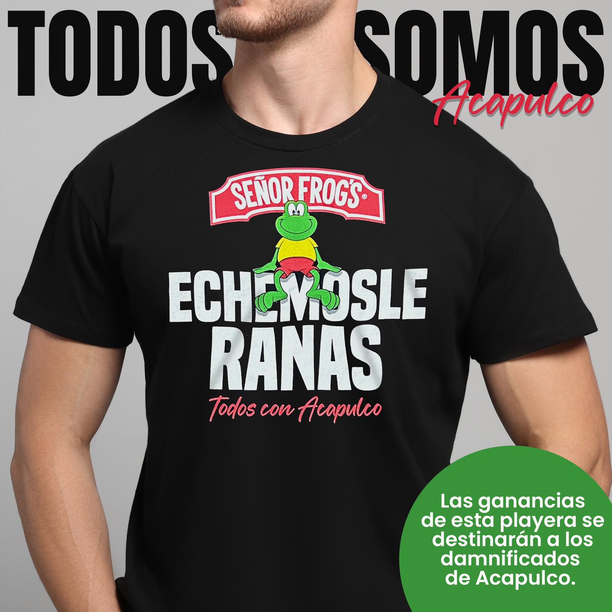 ¡COMPRA Y APOYA! 🤝🏻🤍
Acapulco esta pasando por tiempos difíciles por el paso del huracán Otis, es momento que todos estemos con ellos 🙌🏻
-Todas las ganancias de esta playera se destinarán para los damnificados de #Acapulco 
#FuerzaAcapulco #señorfrogs