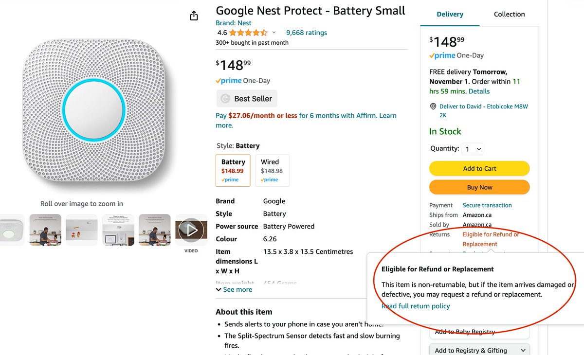 daveivanov's tweet image. hey amazon, this is a very misleading way of identifying an item as non-returnable. please fix it @amazonca