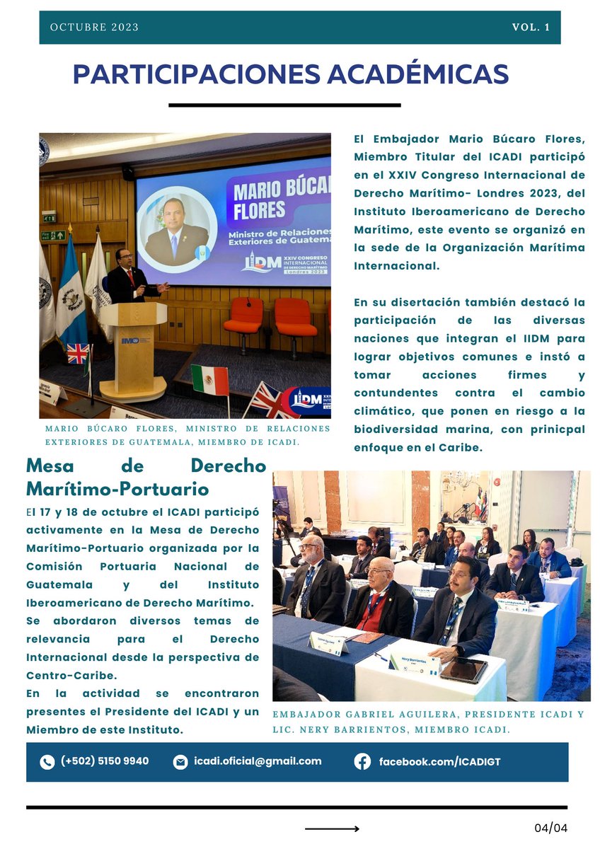 icadi_oficial's tweet photo. Boletín Oficial ICADI- Volumen I- Octubre 2023
Comparte y dale like para no perderte nuestra información. 📷📷
#DerechoInternacional #Caribe #ICADI https://t.co/fZIw2miKJV