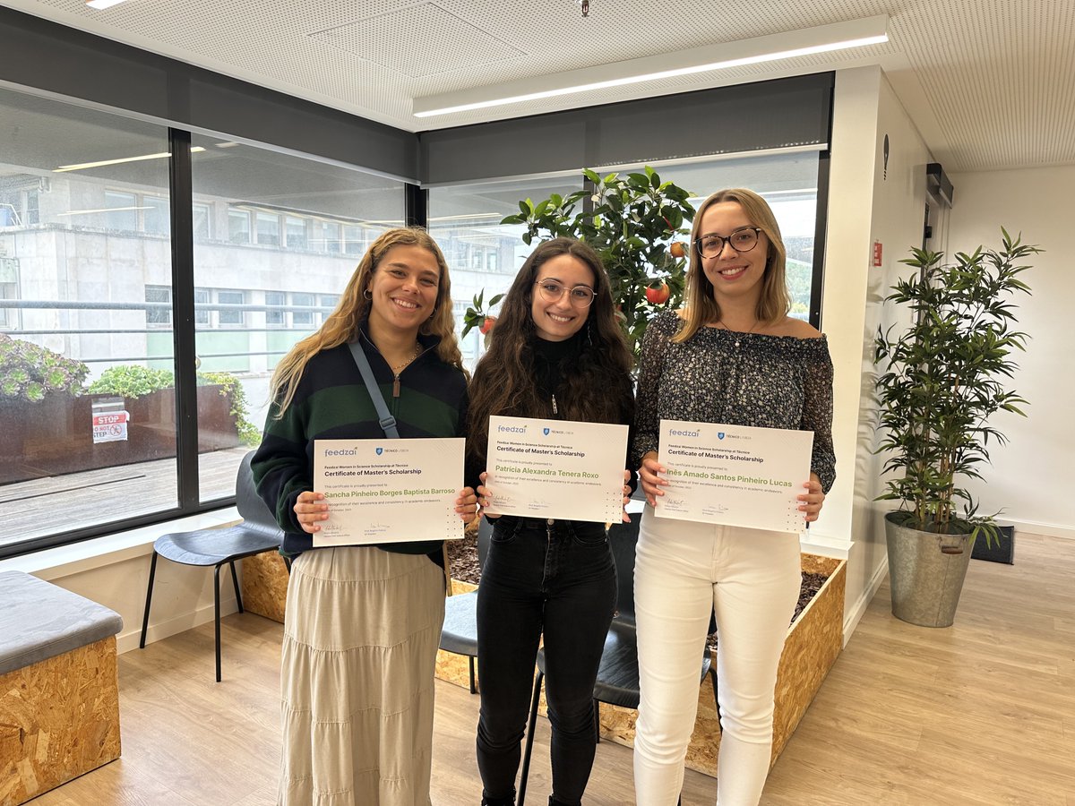 LifeAtFeedzai's tweet photo. The Feedzai Women Science Scholarships at Técnico are back for the 2nd edition! 

Join us congratulating the very talented 2023/24 winners, Leonor Barreiros, Inês Lucas, Patrícia Tenera Roxo, and Sancha Barroso!

#womeninscience #lifeatfeedzai #culture #hiring https://t.co/VicEmcDnW3