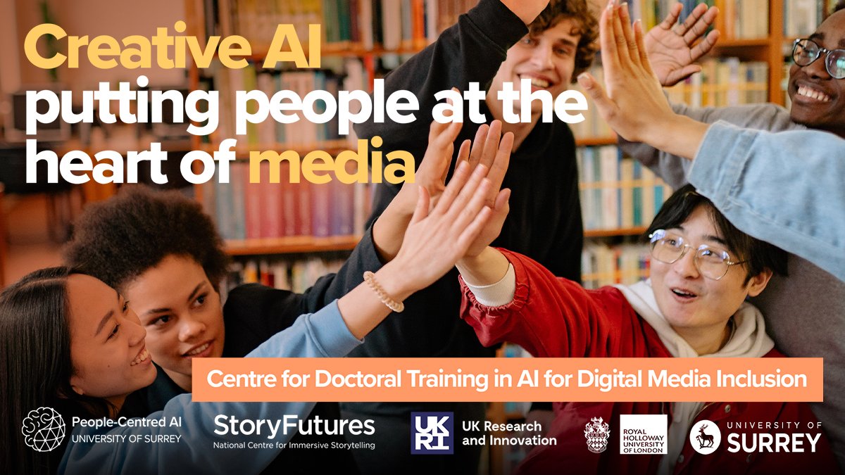 🎥Royal Holloway’s innovative storytelling unit, @StoryFutures and partner @UniOfSurrey named as a new UKRI Centre for Doctoral Training (CDT) in AI for Digital Media Inclusion | @RoyalHolloway royalholloway.ac.uk/about-us/news/…