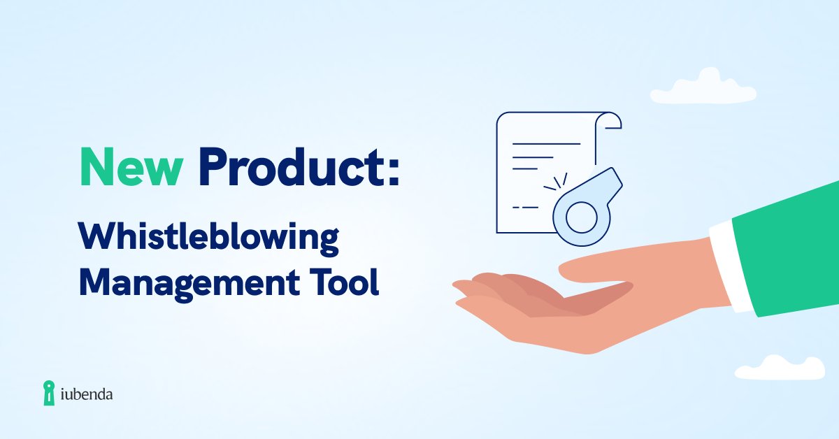 🆕 NEW PRODUCT: WHISTLEBLOWING MANAGEMENT TOOL 

📣 We're thrilled to introduce our new product: the Whistleblowing Management Tool – to help you comply with the EU Whistleblower Directive.

Check it out, here: iubenda.com/en/whistleblow…