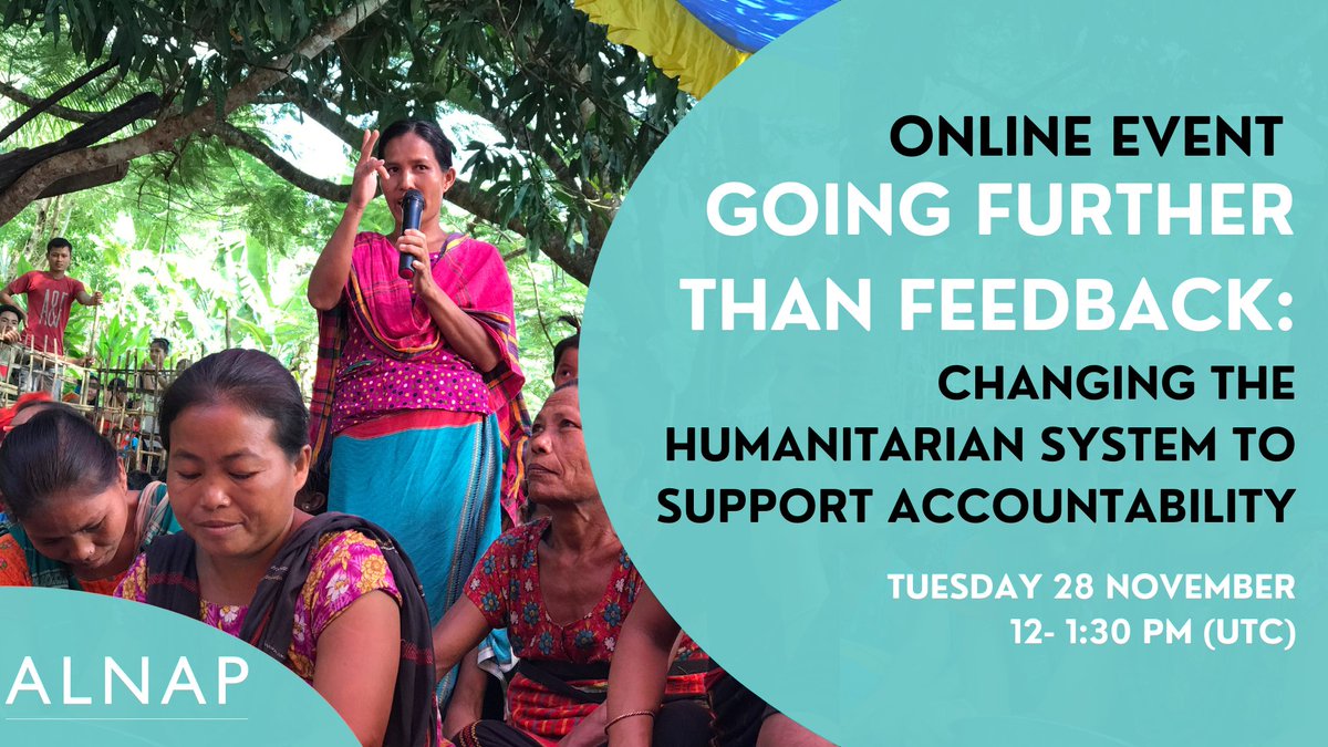 We've seen limited progress in putting ppl affected by crises at the ♥️ of humanitarian action. 
⏰ to move beyond talk about complaints/feedback mechanisms, to decisions &amp; changes needed for a truly accountable humanitarian system.
Find out more/register:
alnap.org/going-further-…
