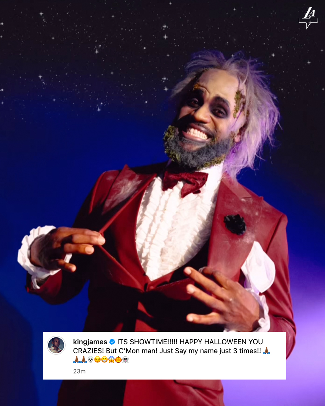 LeBron James Displays His Spectacular Beetlejuice Costume on Halloween
