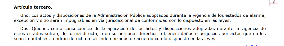 Techabogados1's tweet photo. La Sala 3ª del Tribunal Supremo declara que no existe responsabilidad patrimonial del Estado por el Estado de Alarma, a pesar de lo que dispone el art. 3 de la LO 4/1981. 
Como no podía ser de otra forma, respetamos pero discrepamos de dicha sentencia.

https://t.co/tQxudY8dPP https://t.co/3QWTRlz4c4