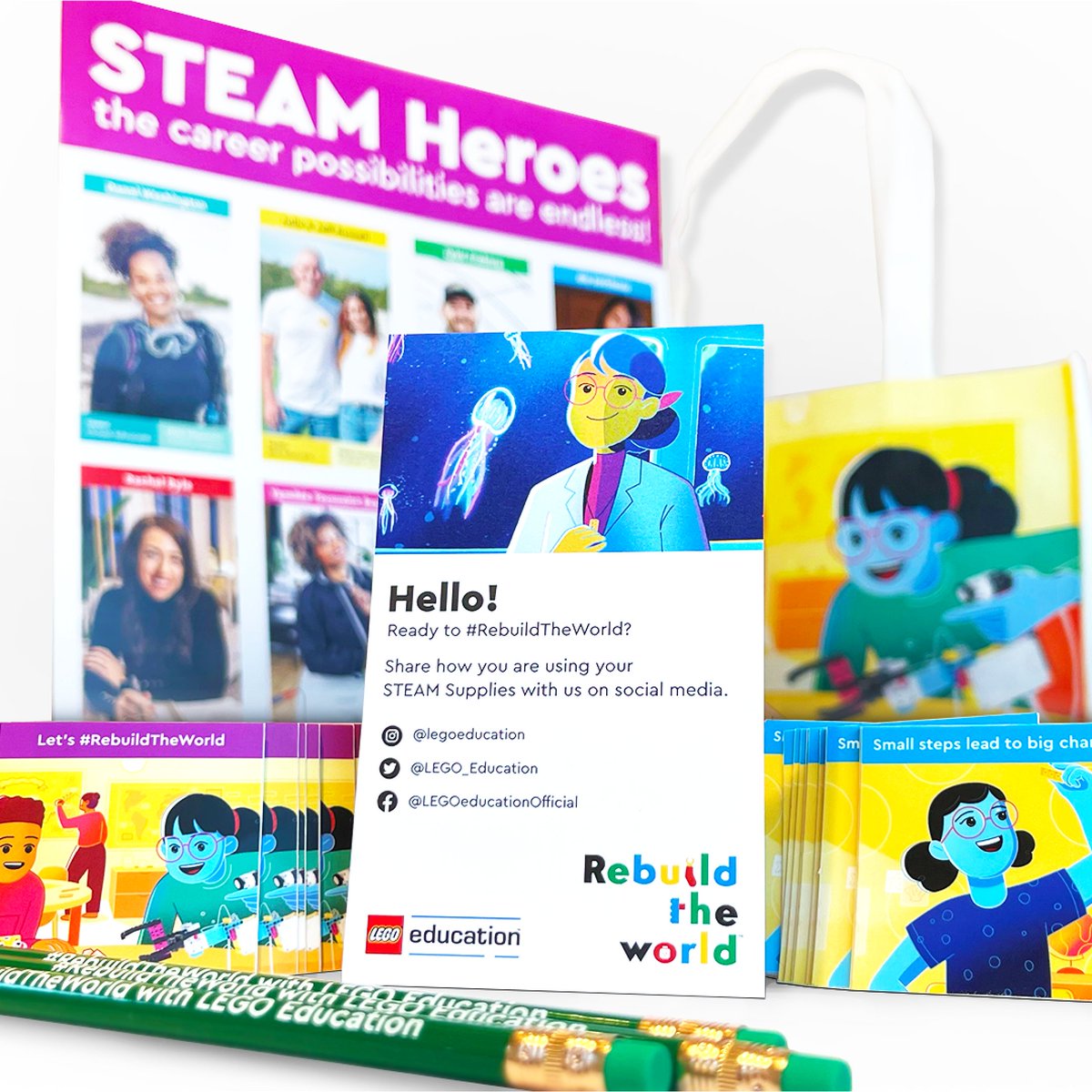 #RebuildTheWorld by grabbing your own STEAM supplies! Items include a poster, stickers, pencils, and a tote. Visit the Career Toolkit page and scroll to the form to claim your free supplies: bit.ly/3tLd5Vq