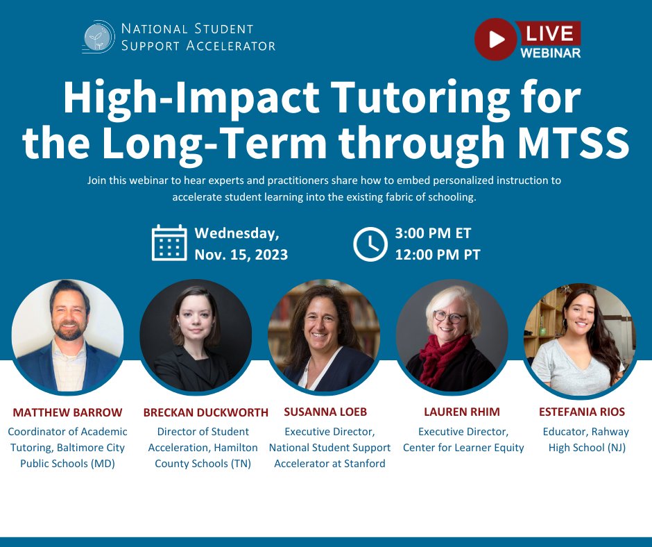 EVENT: Want to understand how to embed high-impact tutoring straight into your school programming? 📅 Join our Wed., 11/15 #webinar, “High-Impact Tutoring for the Long-Term through MTSS.” Register Now: studentsupportaccelerator.com/events/high-im…