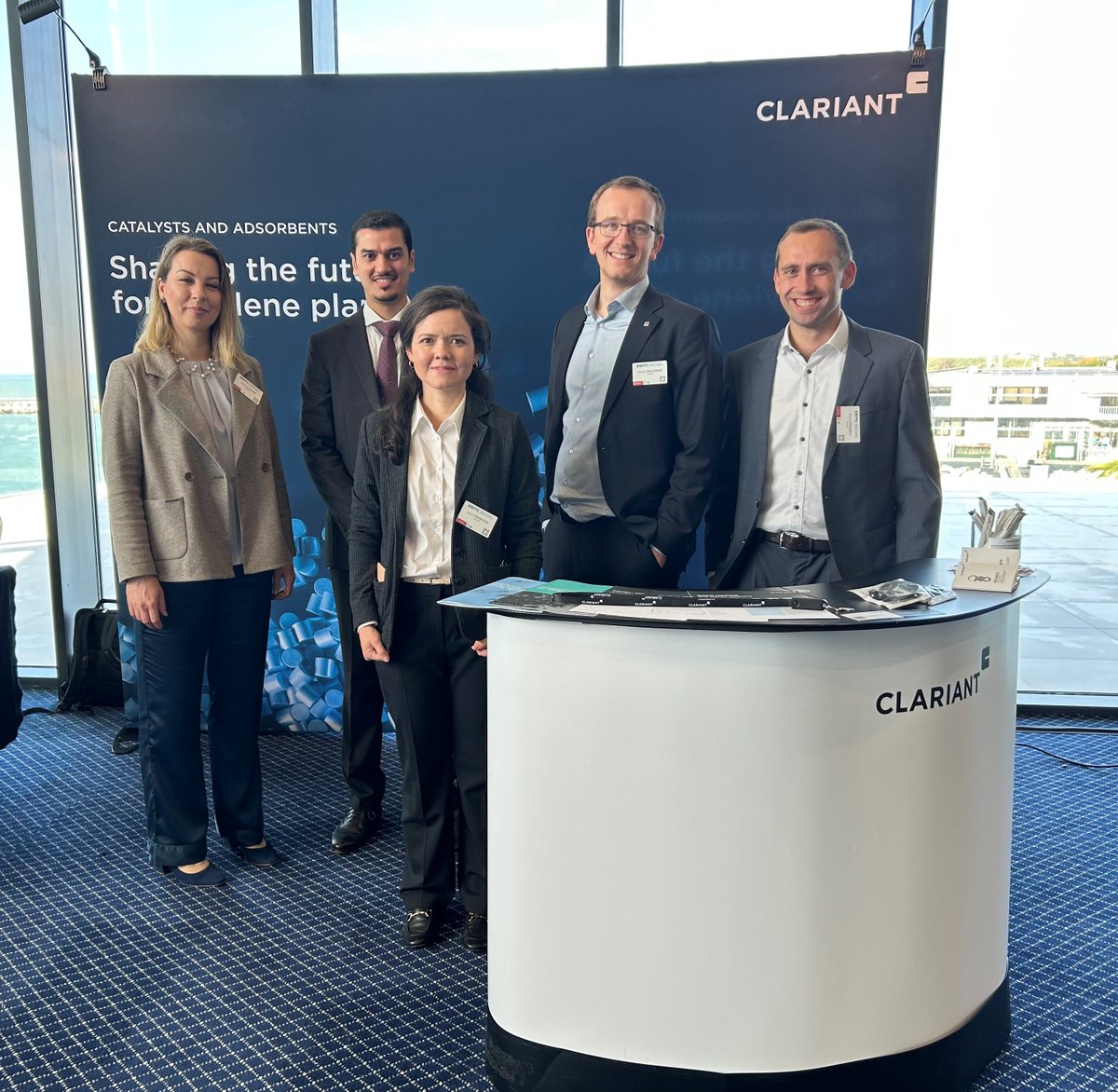 clariant's tweet photo. What a great week at the European #Ethylene Producers Committee (#EEPC) in Portugal! A big thank you to all our customers who stopped by our booth! Our experts focused on our #steamcracking and #olefins recovery applications, demonstrating how we can deliver performance while saving resources for a more #sustainable future. #GreaterChemistry