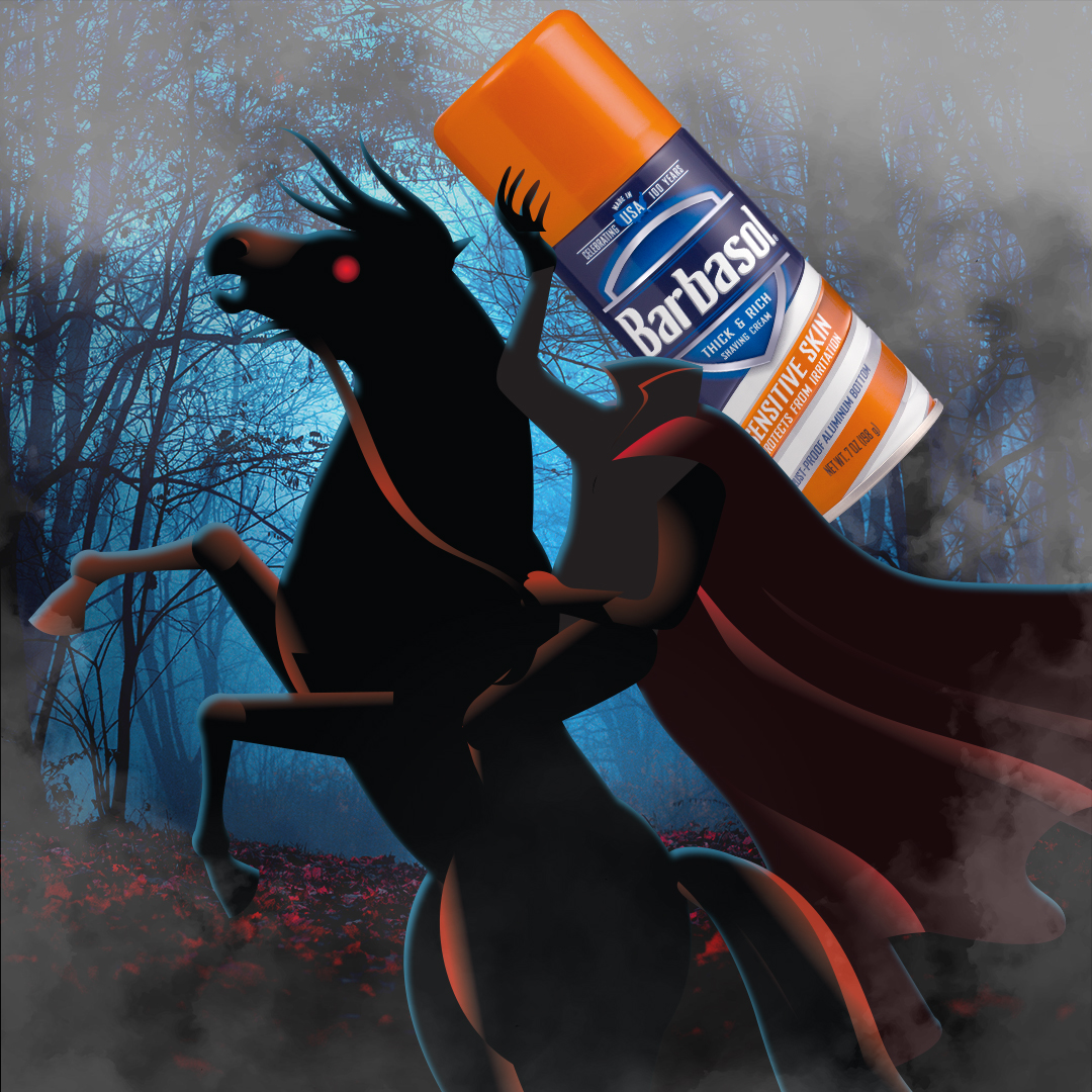 Don’t lose your head over getting a good shave. Ride on in confidence with the power of a close Barbasol Shave. 🎃 #HappyHalloween