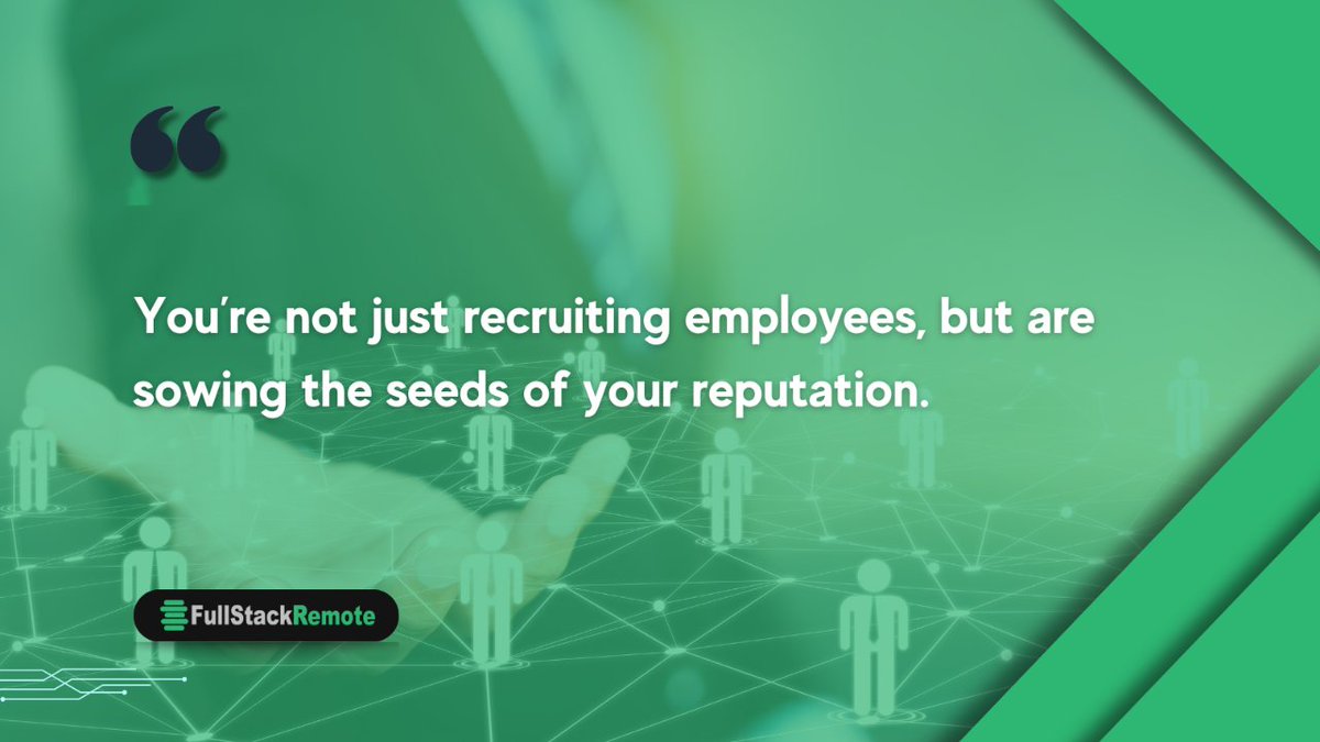 FSRemote's tweet image. Having a great hiring process will paint your brand in a positive light. 
Visit and learn about FSR 👉 bit.ly/39wXM93
#howtohireasoftwareengineer #fullstackremote #futureofwork #howtohireasoftwaredeveloper #HireRight #BrandReputation